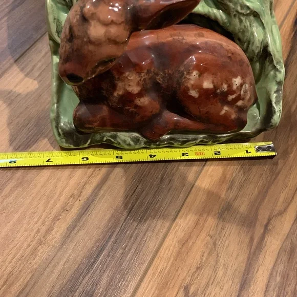Vintage Shawnee USA 766 deer fawn w foliage planter 7” container decor